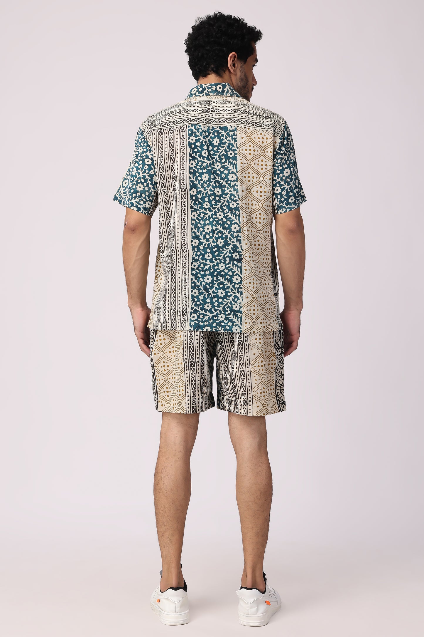 Men's Handblocked Floral /Peacock Design Organic cotton Co-Ord set